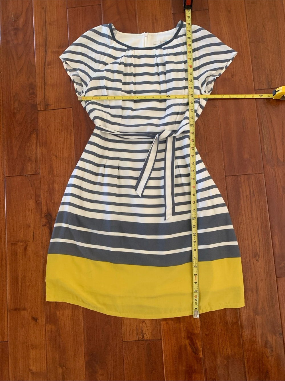 BODEN Dress Sz 10 Easy Day Lines Striped Grey White Yellow Fully Lined Nautical - Picture 10 of 15
